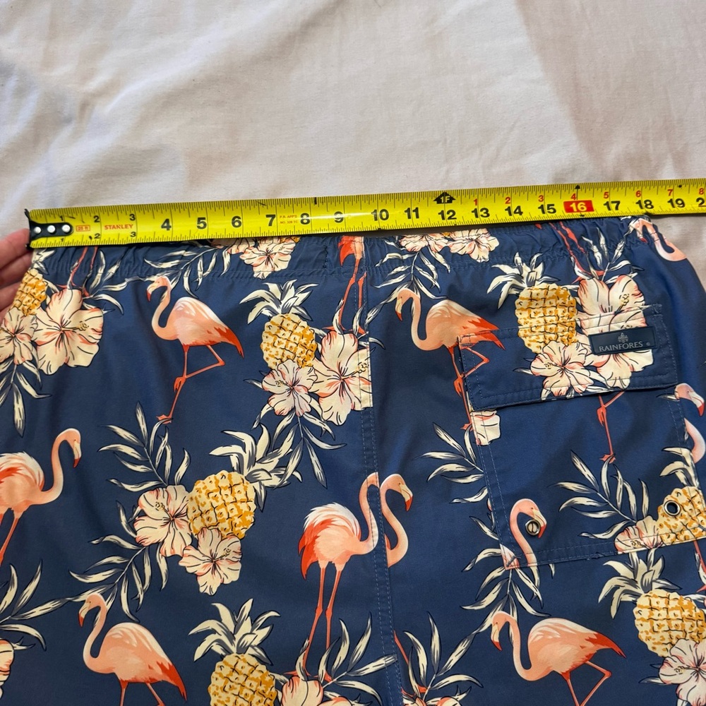 RAINFOREST Navy Flamingo Pineapple Swim Trunks - Picture 7 of 8